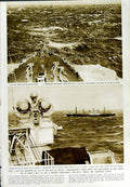 Original Old Vintage Print 1950 Ship H.M.S Vanguard Boffa Bay Biscay Plymouth