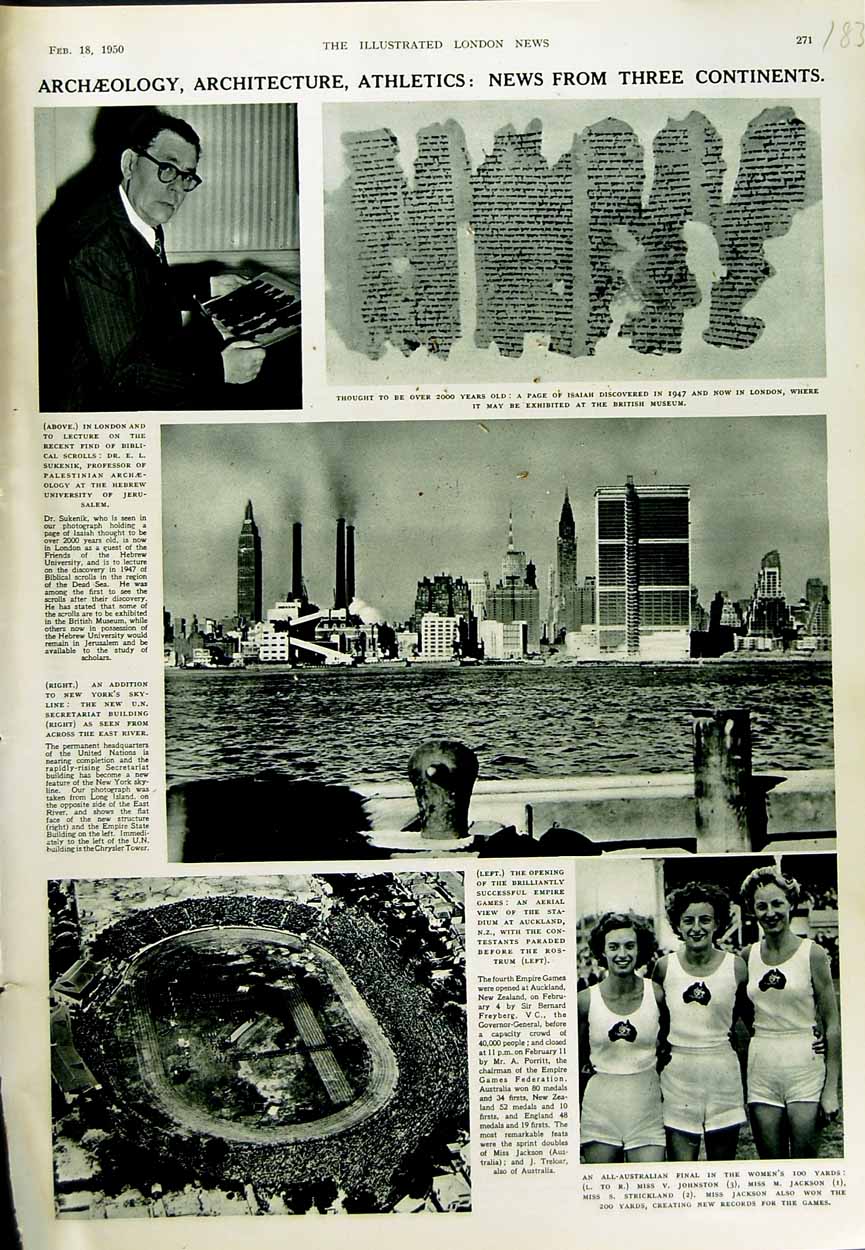 Old Vintage Print 1950 Athletics Women Jackson Auckland Stadium Sukenik 20th