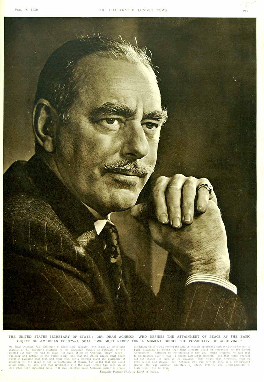 Original Old Vintage Print 1950 Mr Dean Acheson United States Secretary State