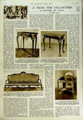 Original Old Vintage Print 1950 Furniture Queen Anne Table Writing-Table Settee