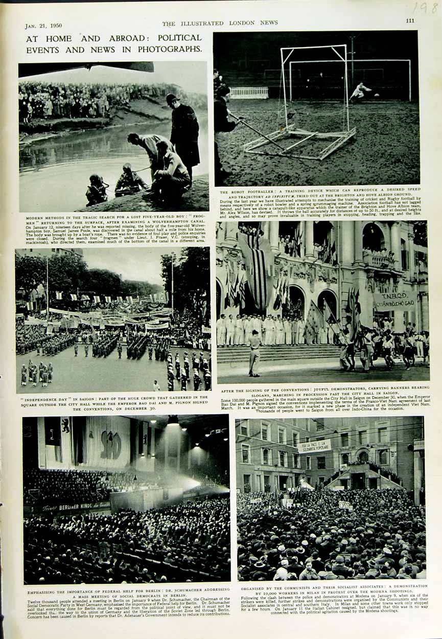 Old Vintage Print 1950 Berlin Schumacher Saigon Robot Footballer Modena 20th