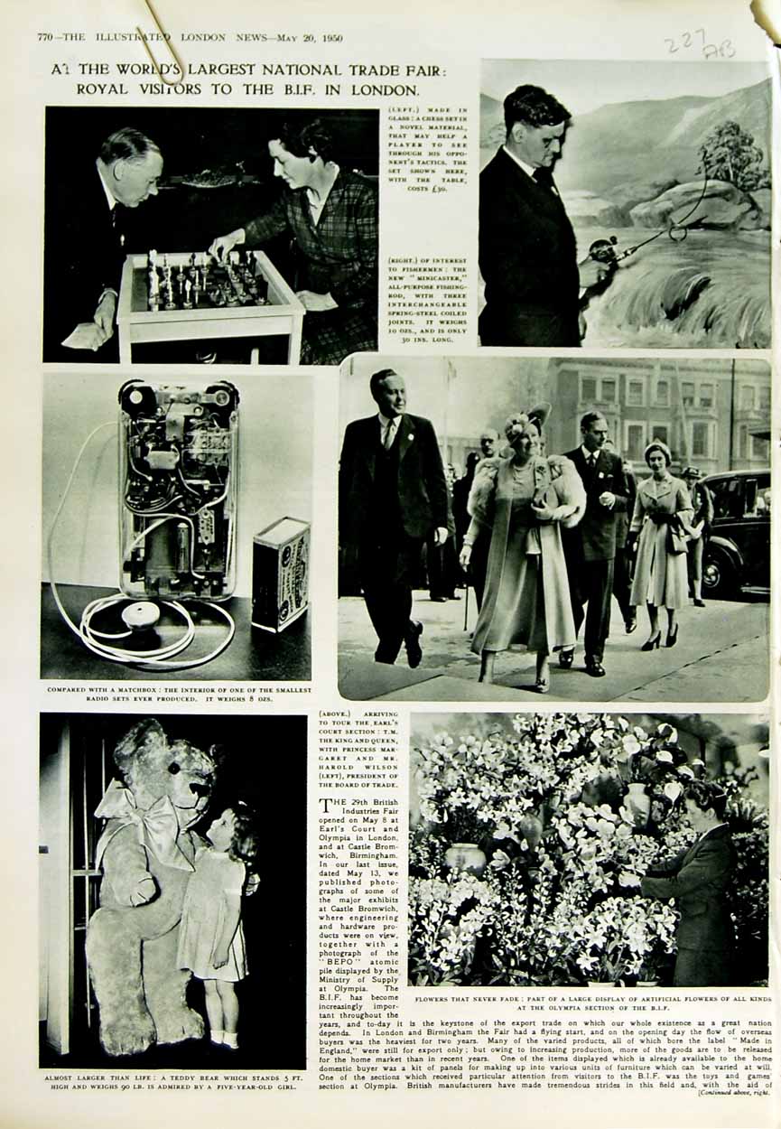 Old Vintage Print 1950 National Trade Fair London Earl'S Court Princess 20th
