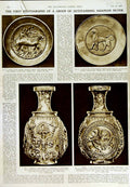Original Old Vintage Print 1950 Sasanian Silver Plate Mazanderan Royal Hunter