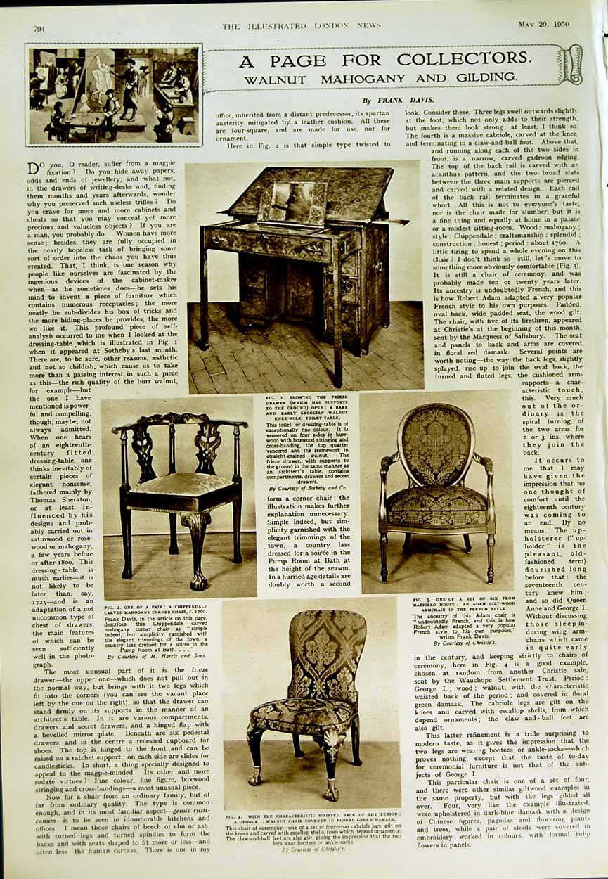 Old Vintage Print 1950 Kenya Baringo Suk Warriors Walnut Mahogany Chair 20th