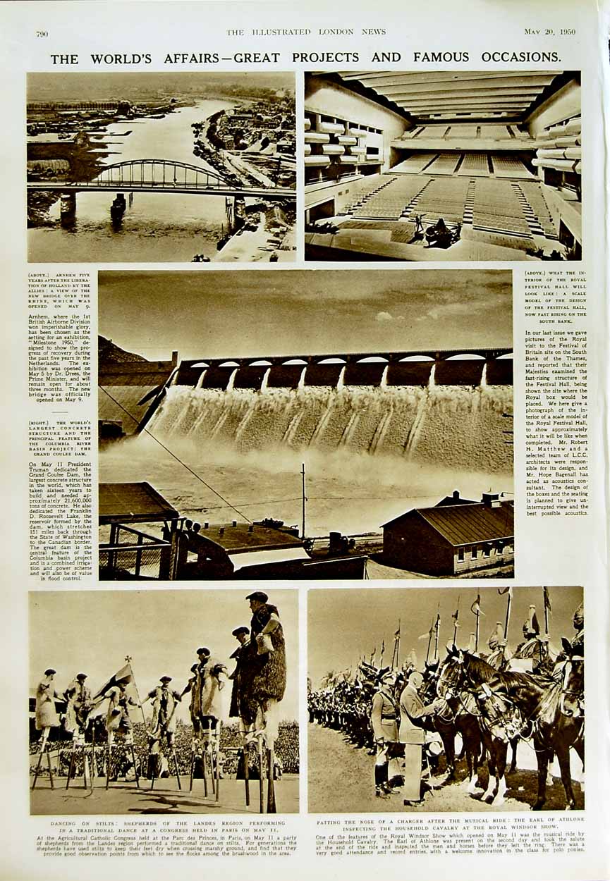Original Old Vintage Print 1950 Whales Dunbar Beach Scotland Bridge Coulle Dam