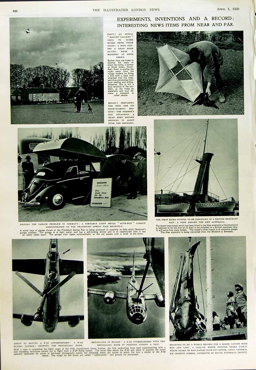 Old Vintage Print 1950 Submarine Guavina America Flying Tanker Germany 20th