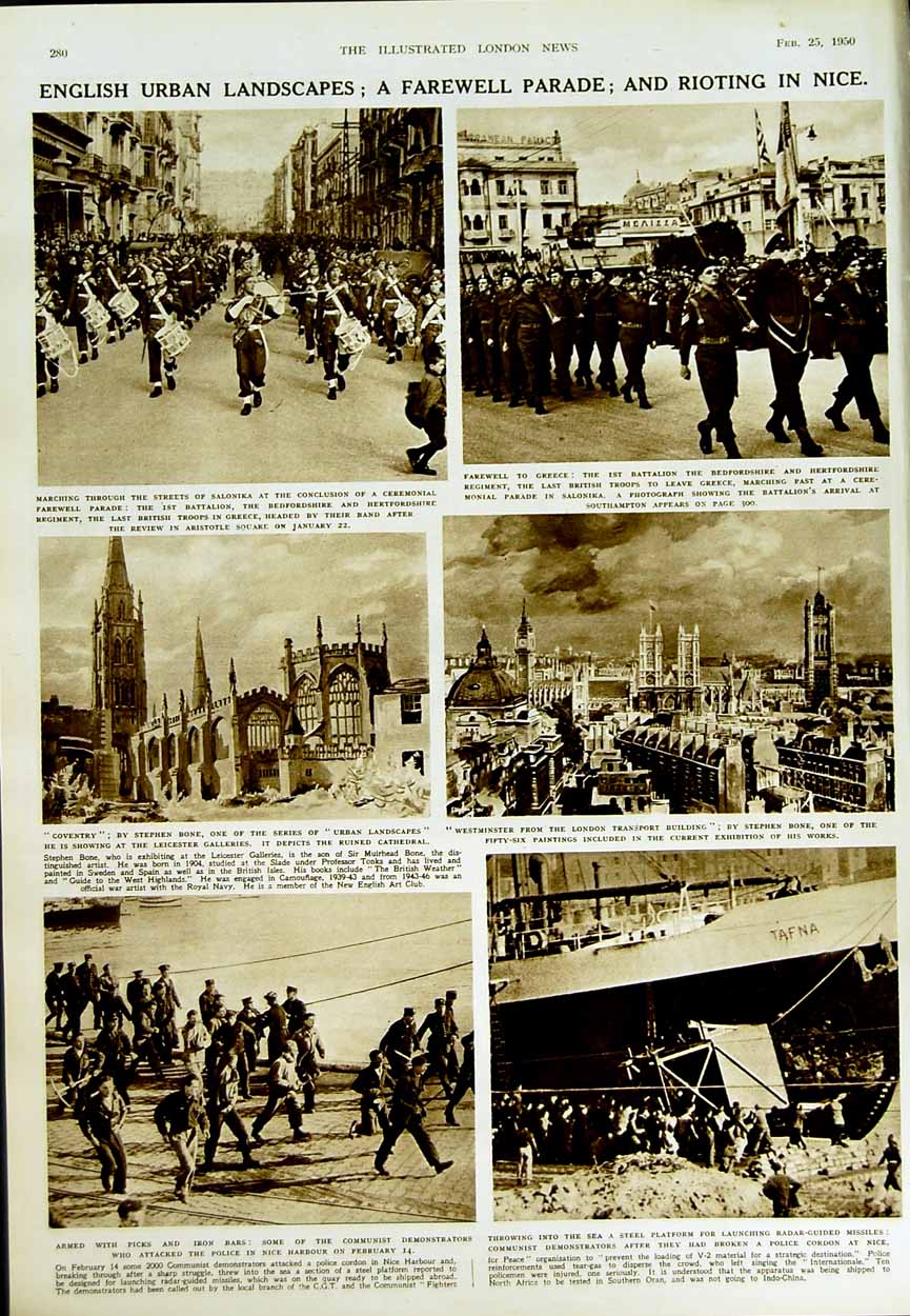 Old Vintage Print 1950 People Coventry Communist Nice Southampton Band 20th