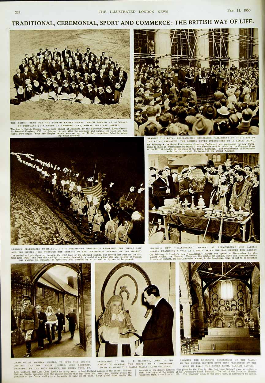 Original Old Vintage Print 1950 Ship Washington Edinburgh Africa Sport Oakham