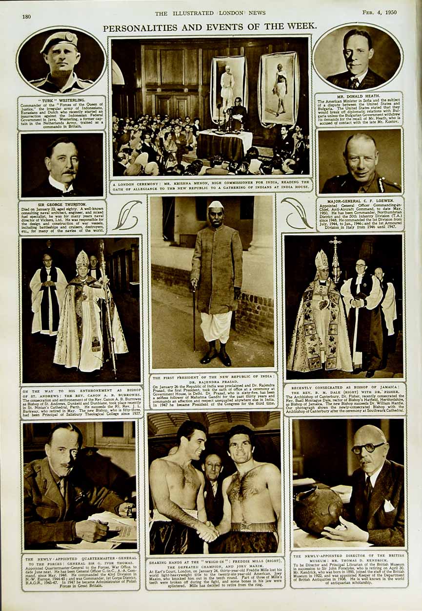 Original Old Vintage Print 1950 Navy Ships Tonkin Truelove People Prasad Mills