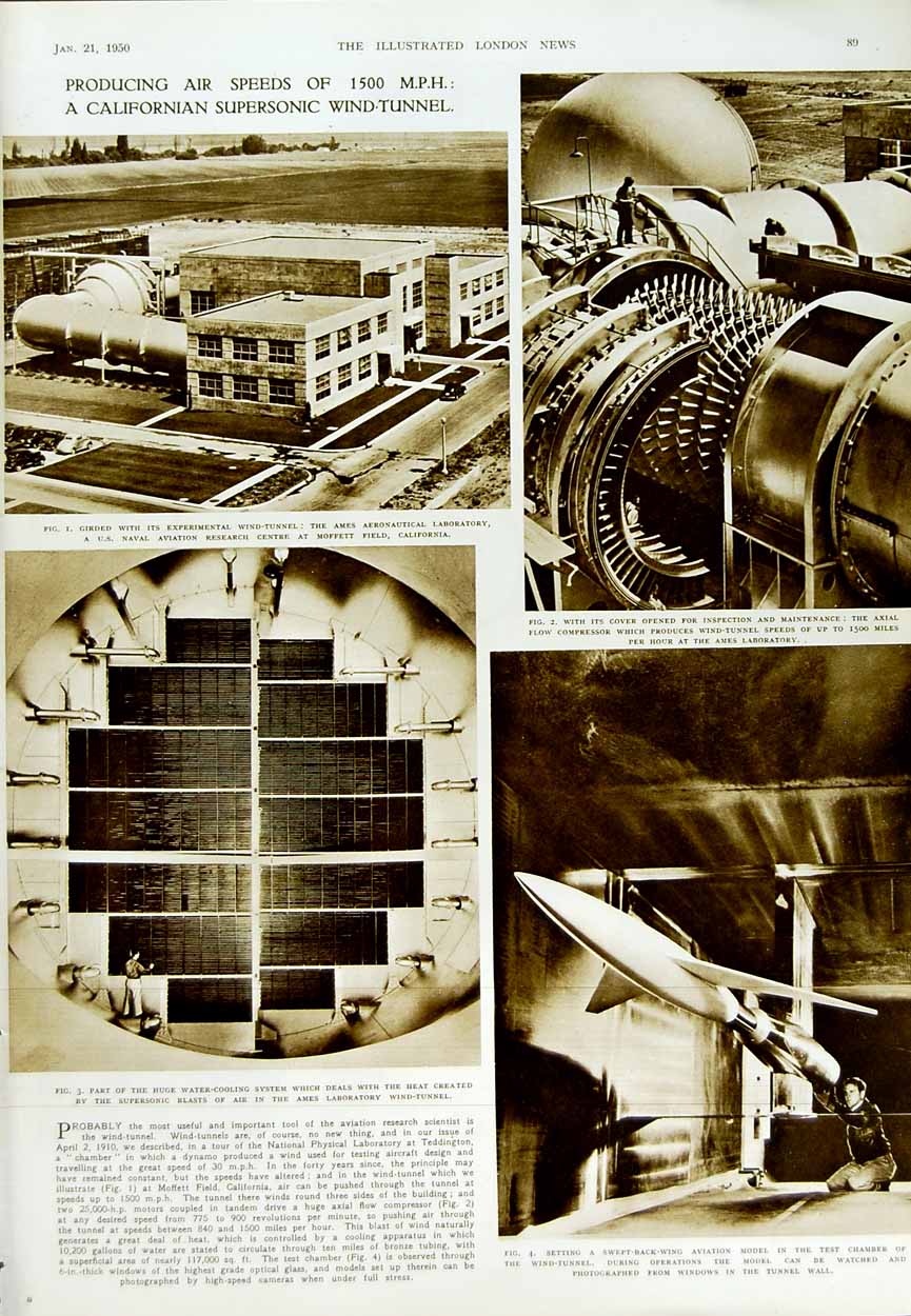 Old Vintage Print 1950 Minister Pakistan Liaquat Khan Supersonic Tunnel 20th