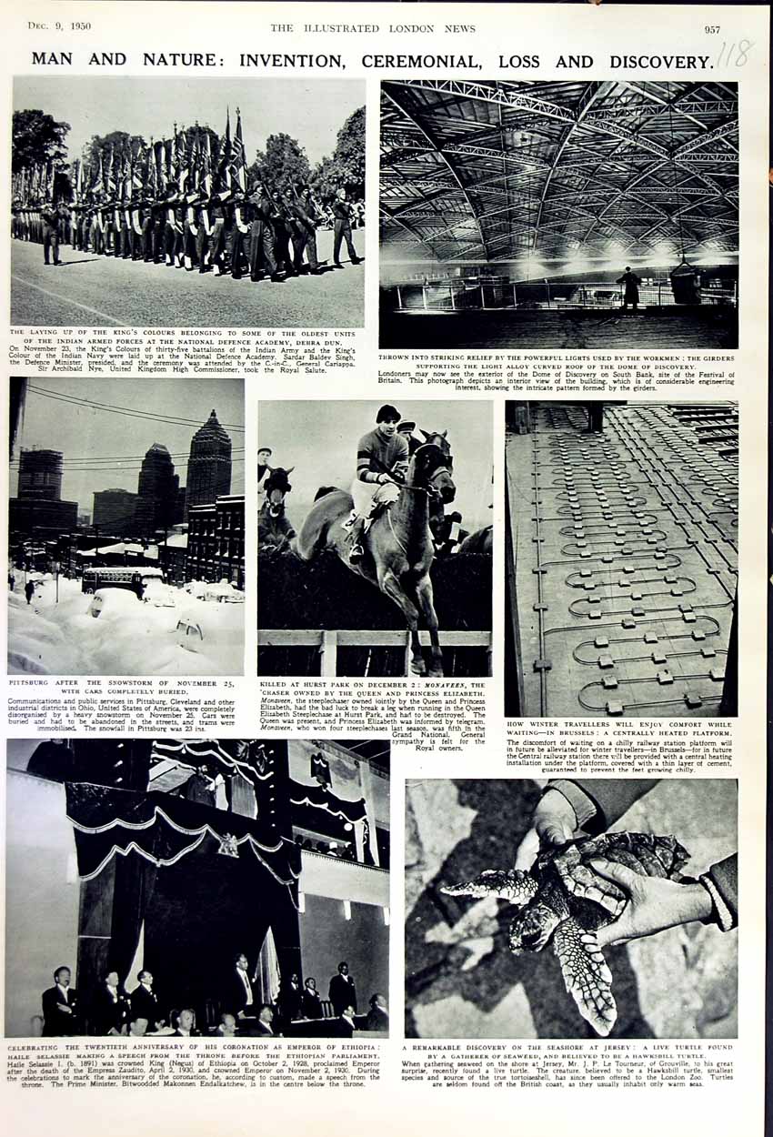 Original Old Vintage Print 1950 Emperor Ethiopia Haile Selassie Pittsburg Hurst