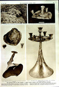 Original Old Vintage Print 1950 Libation Stand King Piankhy Sudan Archaeology