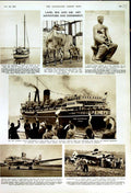 Old Vintage Print 1950 Ship Australia Aircraft Czech Statue Madonna Child 20th