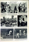 Original Old Vintage Print 1950 England Cricket Insole Worrell Queen Victoria