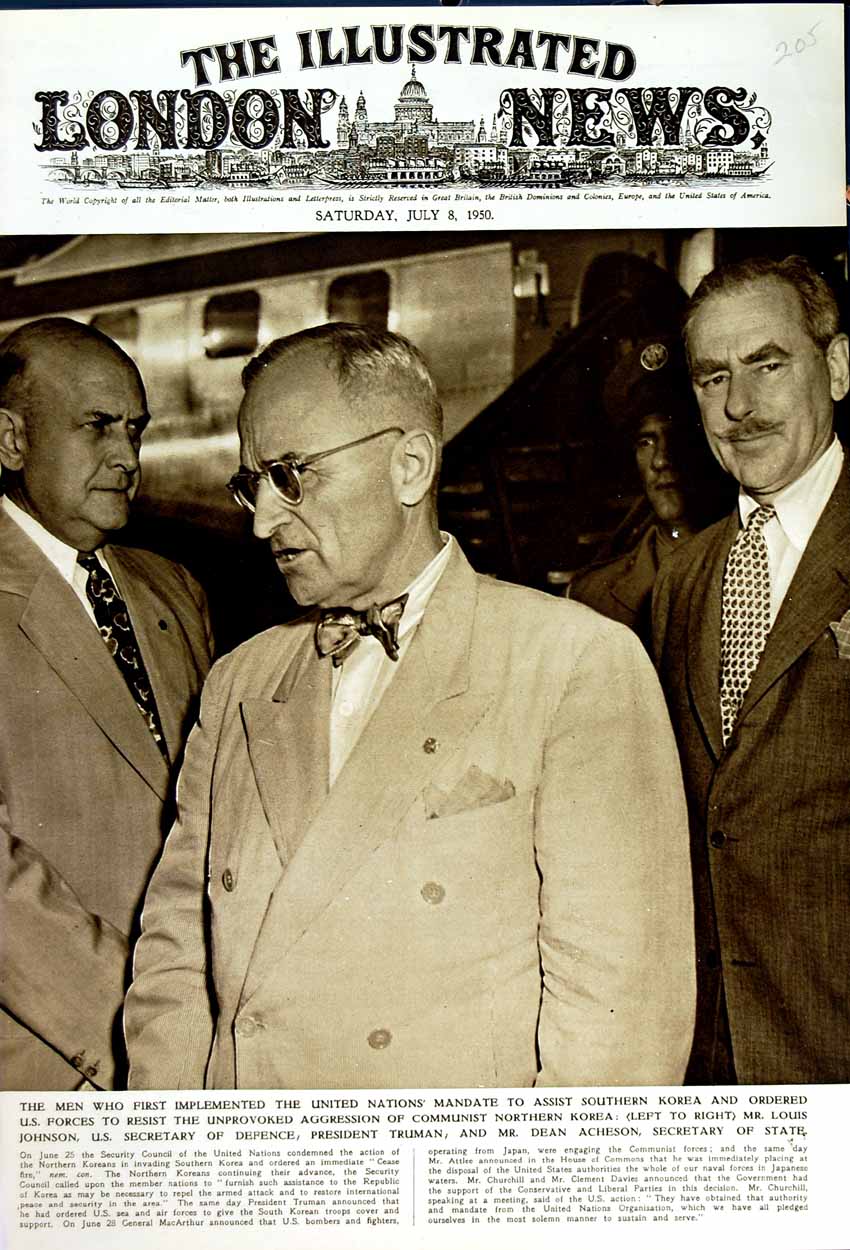 Original Old Vintage Print 1950 Louis Johnson President Truman Dean Acheson Men