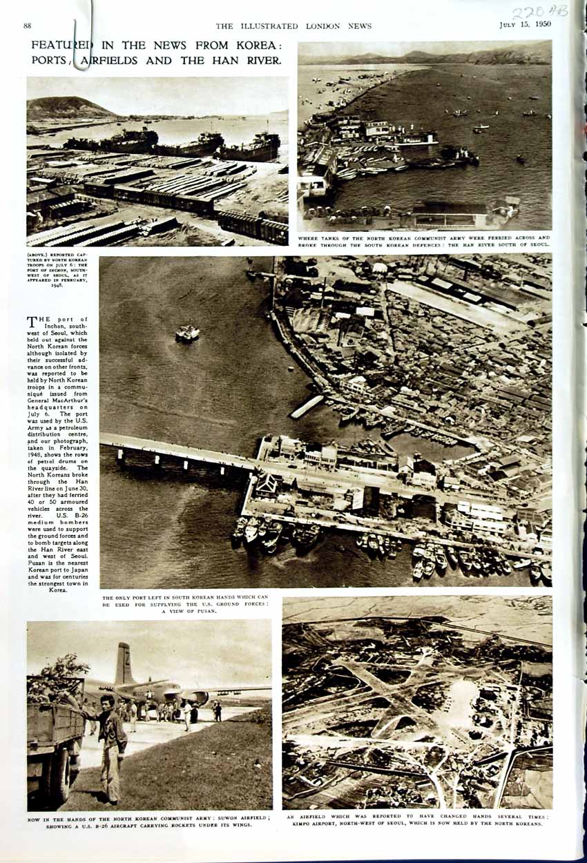 Old Vintage Print 1950 American Siers Korea War Dean Ship Valley Forge 20th