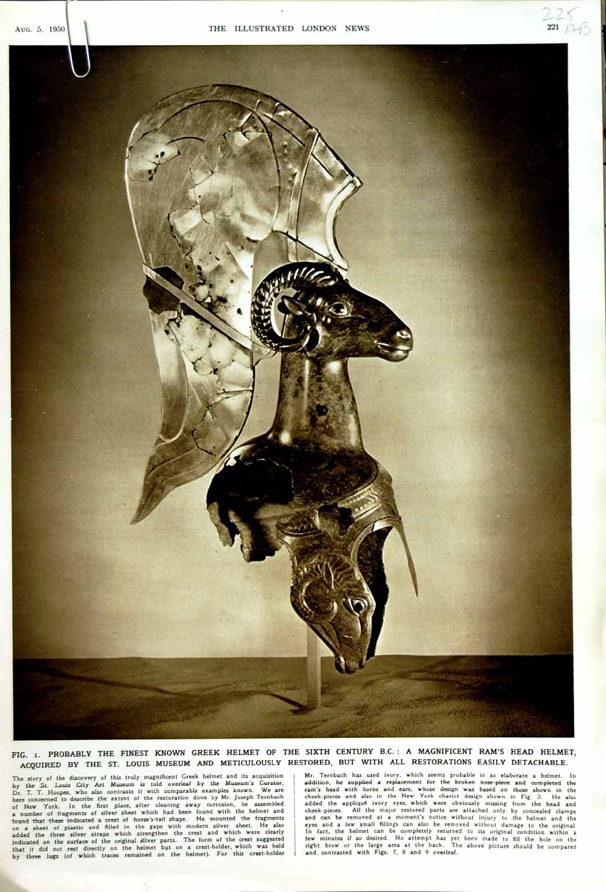 Old Vintage Print 1950 Cinema Lloyd Vienna Greek Ram Helmet Louis Museum 20th
