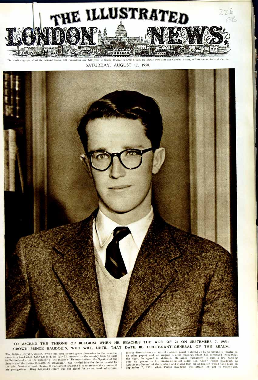 Antique Old Print 1950 Prince Baudouin Belgium Funeral King Canada Prince 20th