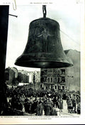 Antique Old Print 1950 Freedom Bell Rathaus Tower Schoneberg Whitby Earls 20th