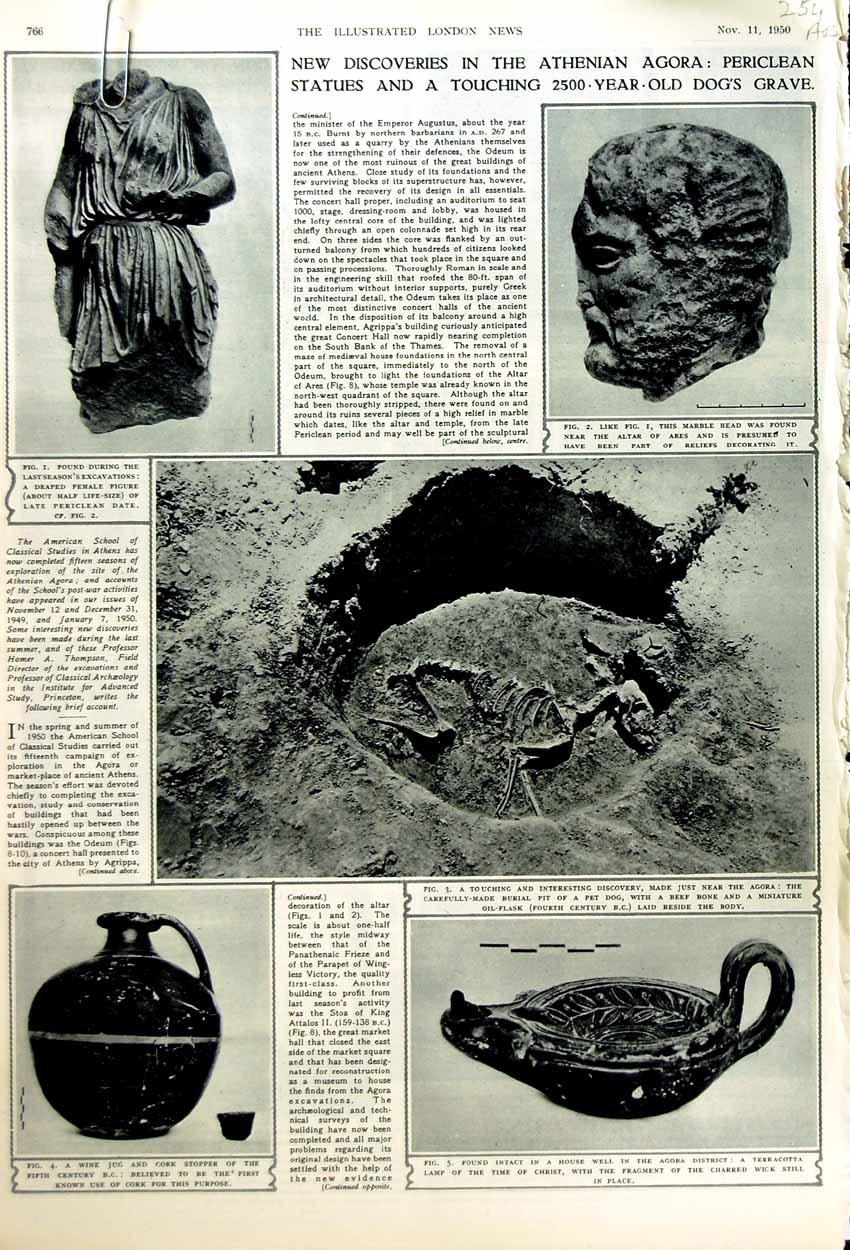 Original Old Vintage Print 1950 Athenian Agora Archaeology Korea War Kujang