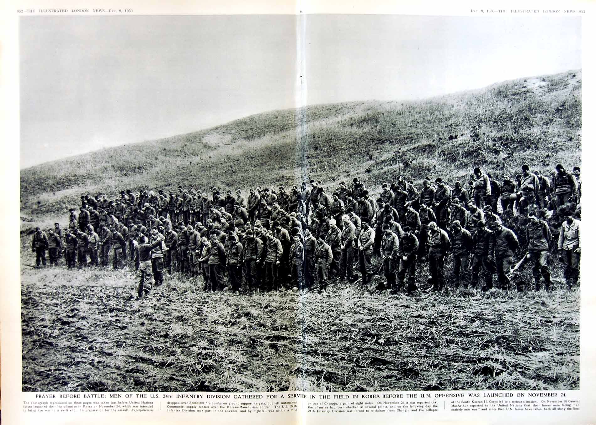 Old Vintage Print 1950 War Korea U.S 24Th Infantry Siers Field Service 20th