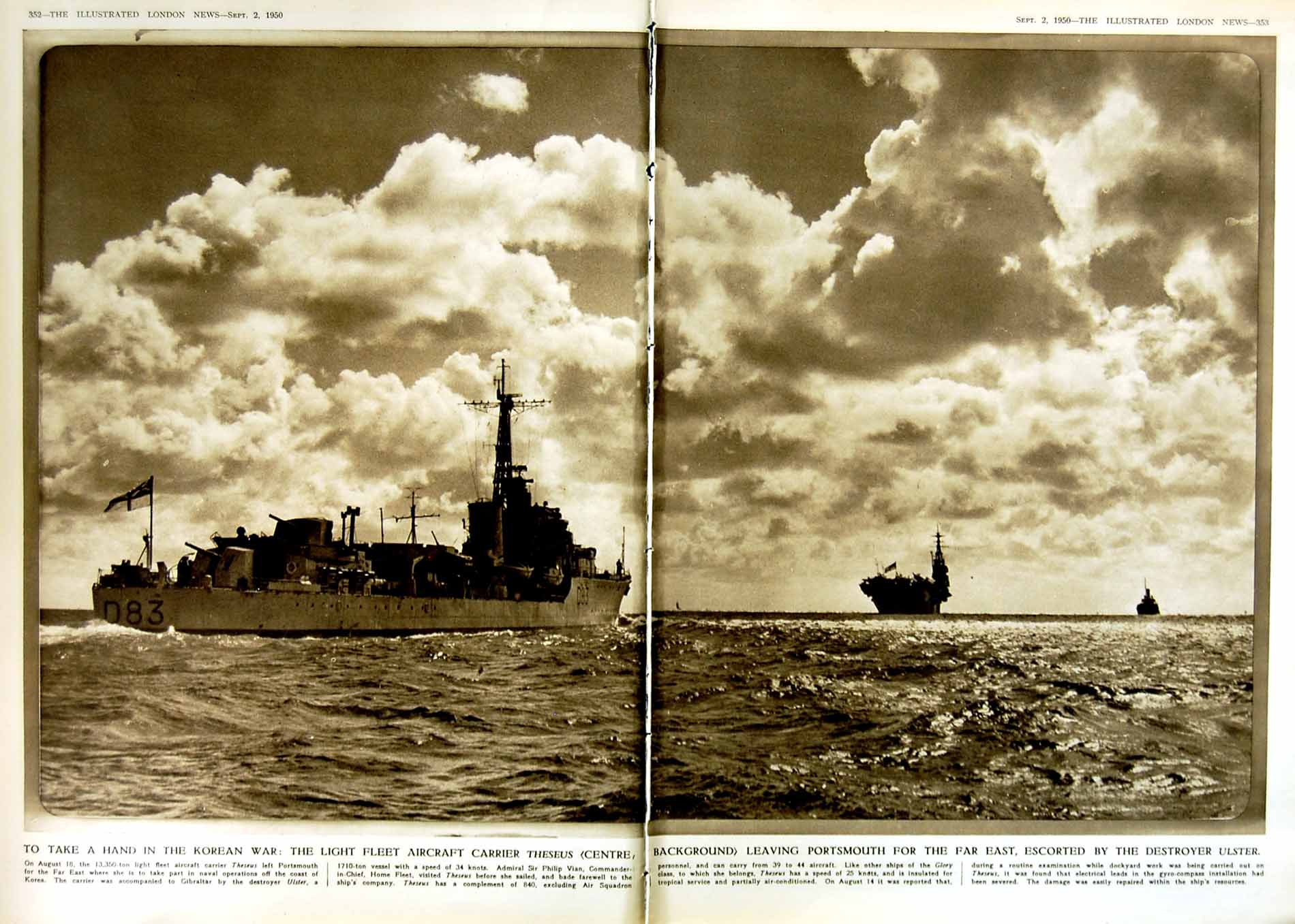 Old Vintage Print 1950 Korea Taegu Ship Theseus Portsmouth War U.S Army 20th