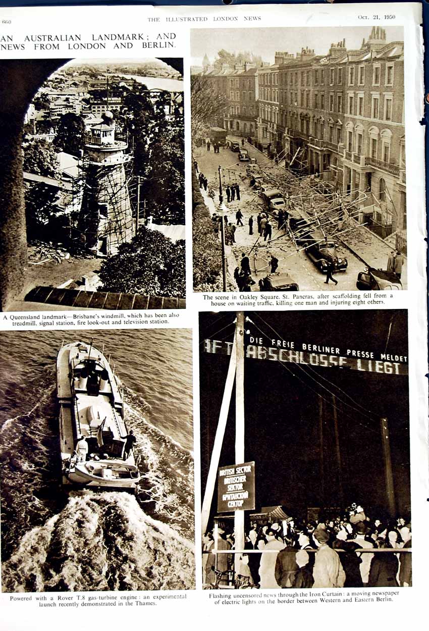 Old Vintage Print 1950 Motor Exhibition Cars Australia Brisbane Windmill 20th