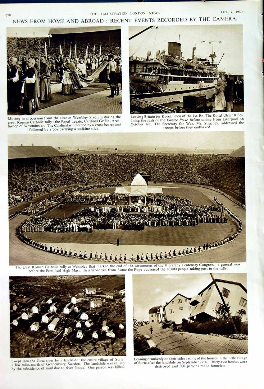 Original Old Vintage Print 1950 Golf Joan Gee Mayor London Lowson Wembley Ship