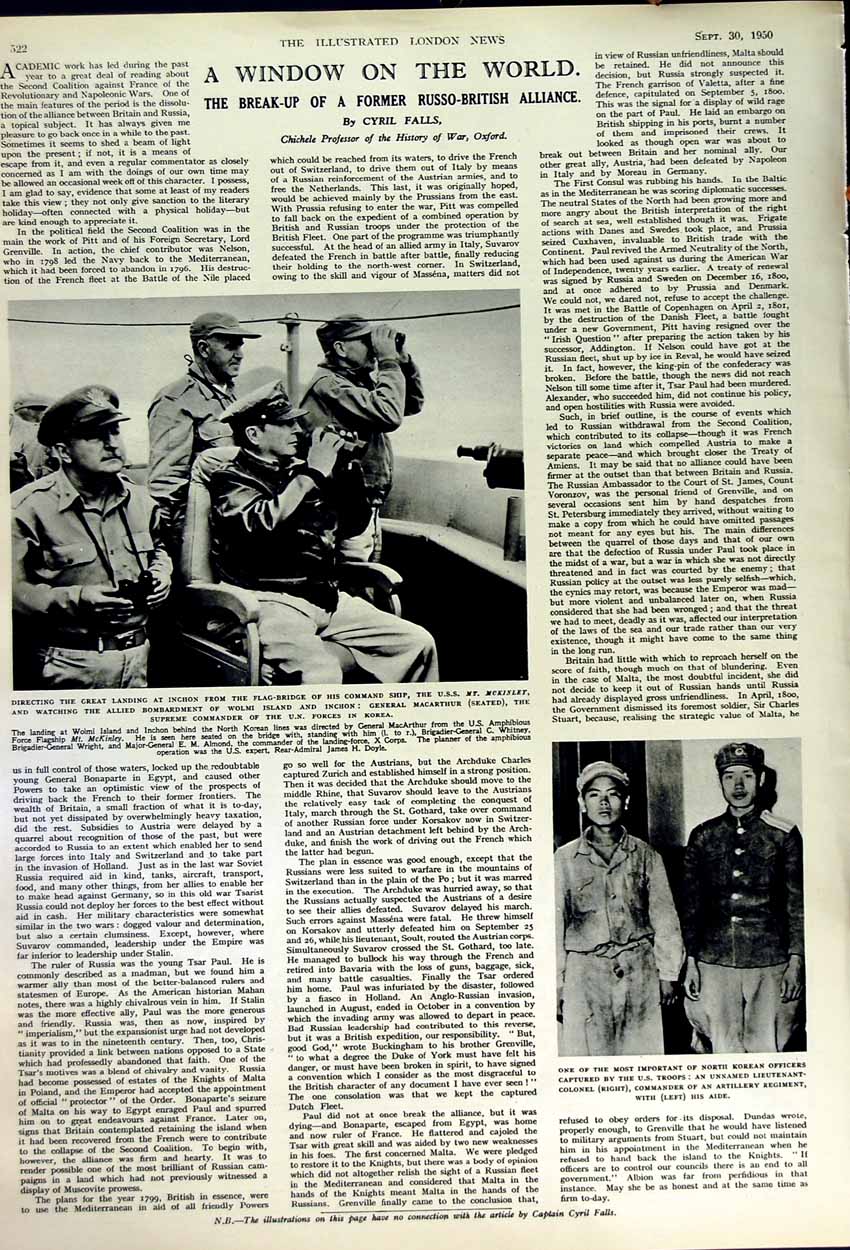 Old Vintage Print 1950 Ship Vanguard Crossbow Gibraltar Korean War Wolmi 20th