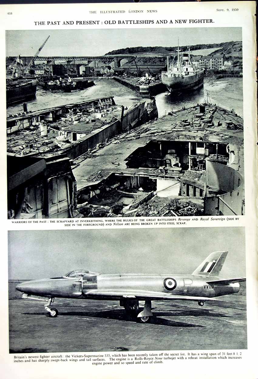 Original Old Vintage Print 1950 Submarine Wheatstone Telegraph Aircraft Ship