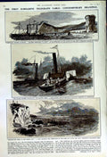 Old Vintage Print 1950 Dinosaurs Natural History Museum Ship Submarine 20th