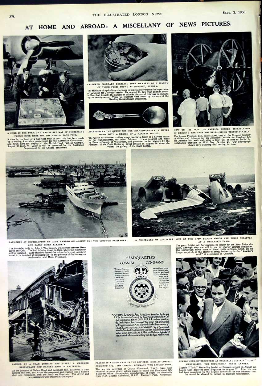 Original Old Vintage Print 1950 Archaeology Mosaic Bordon Hampshire War Ships