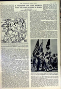 Original Old Vintage Print 1950 Parachute Siers Aldershot General Collins Map