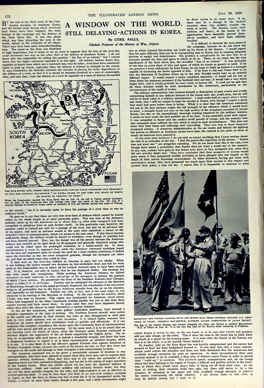 Original Old Vintage Print 1950 Parachute Siers Aldershot General Collins Map