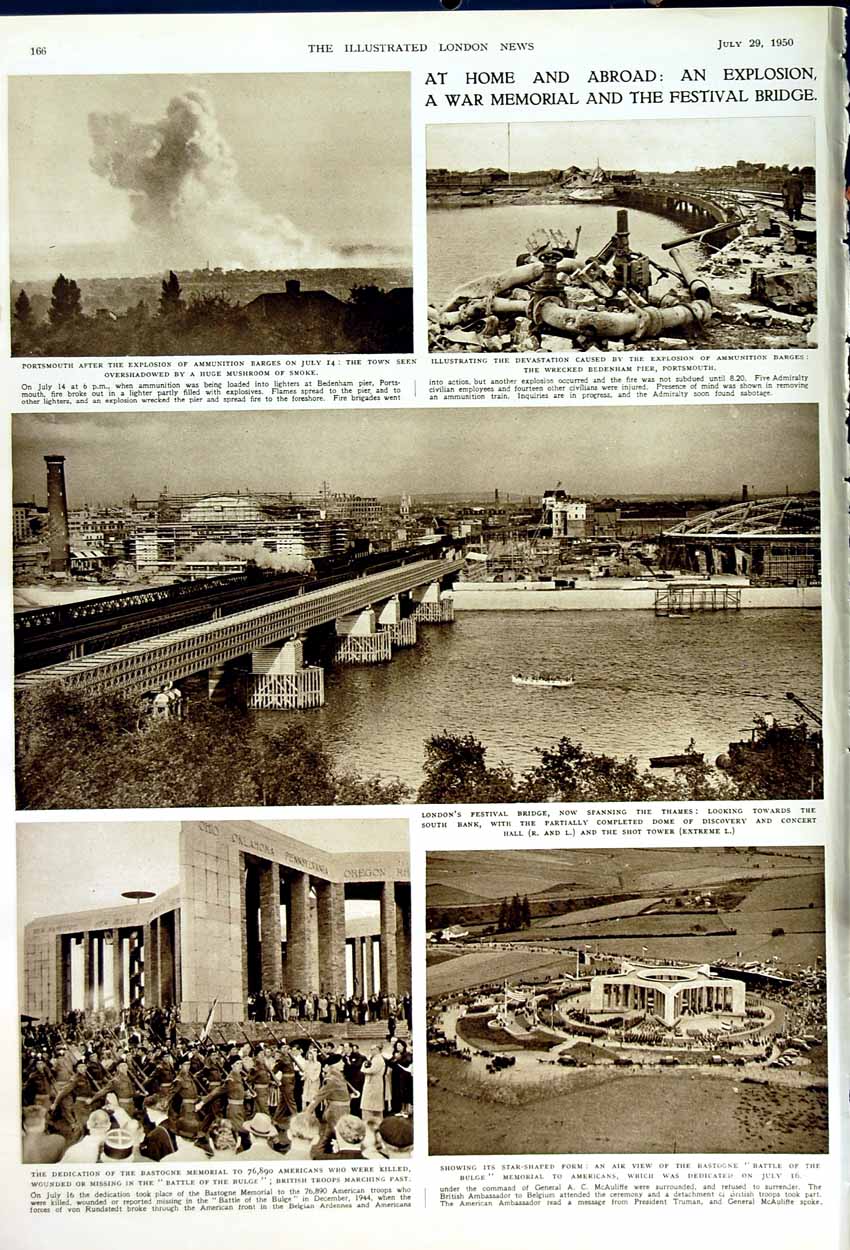 Original Old Vintage Print 1950 Mackenzie King Minister Canada Festival Bridge