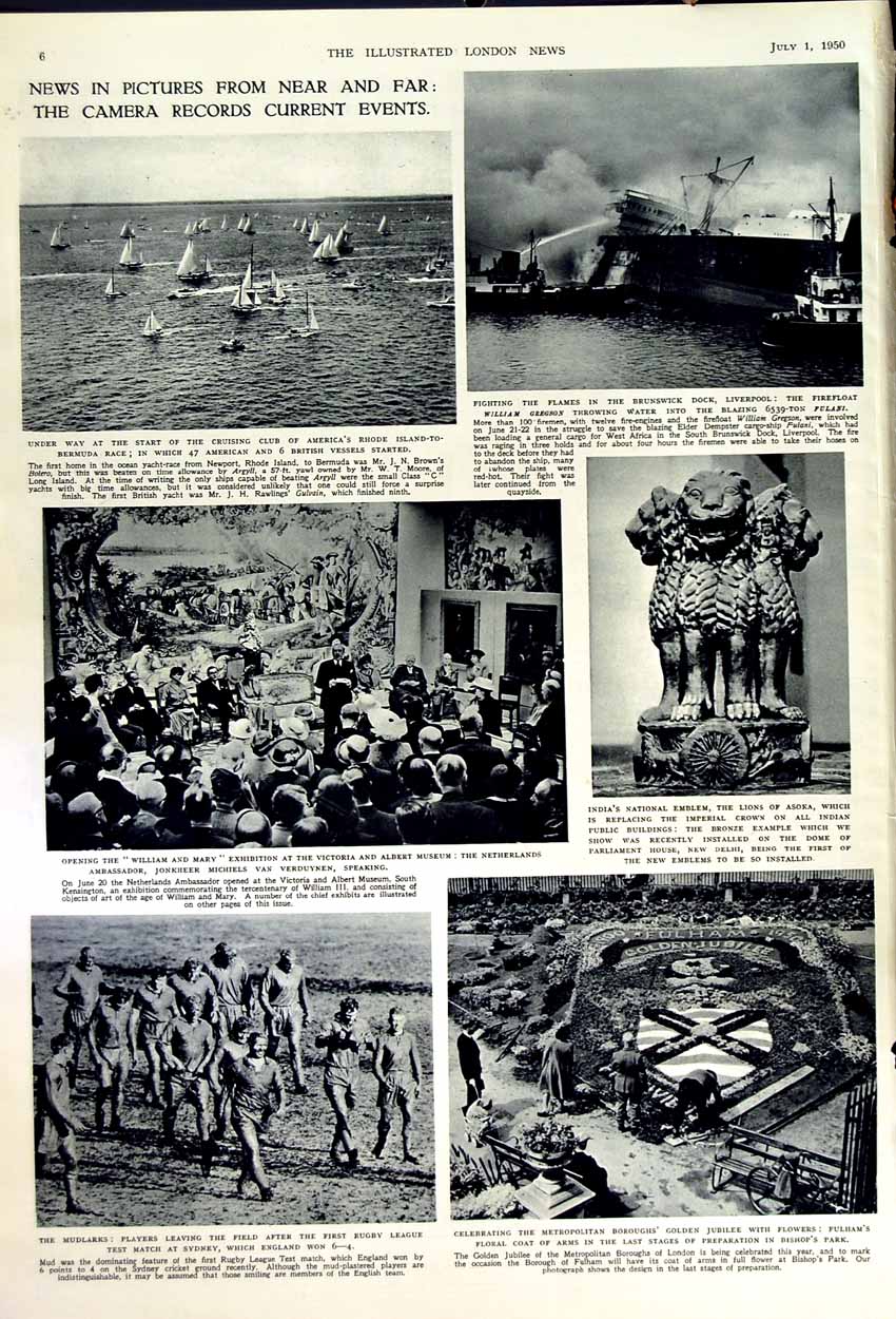 Antique Old Print 1950 Busch Theatre Lewis Ebert Jurinac Rugby Asoka Lion 20th