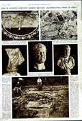 Old Vintage Print 1949 Roman Britain Kent Archaeology Bust Villa Meates 20th