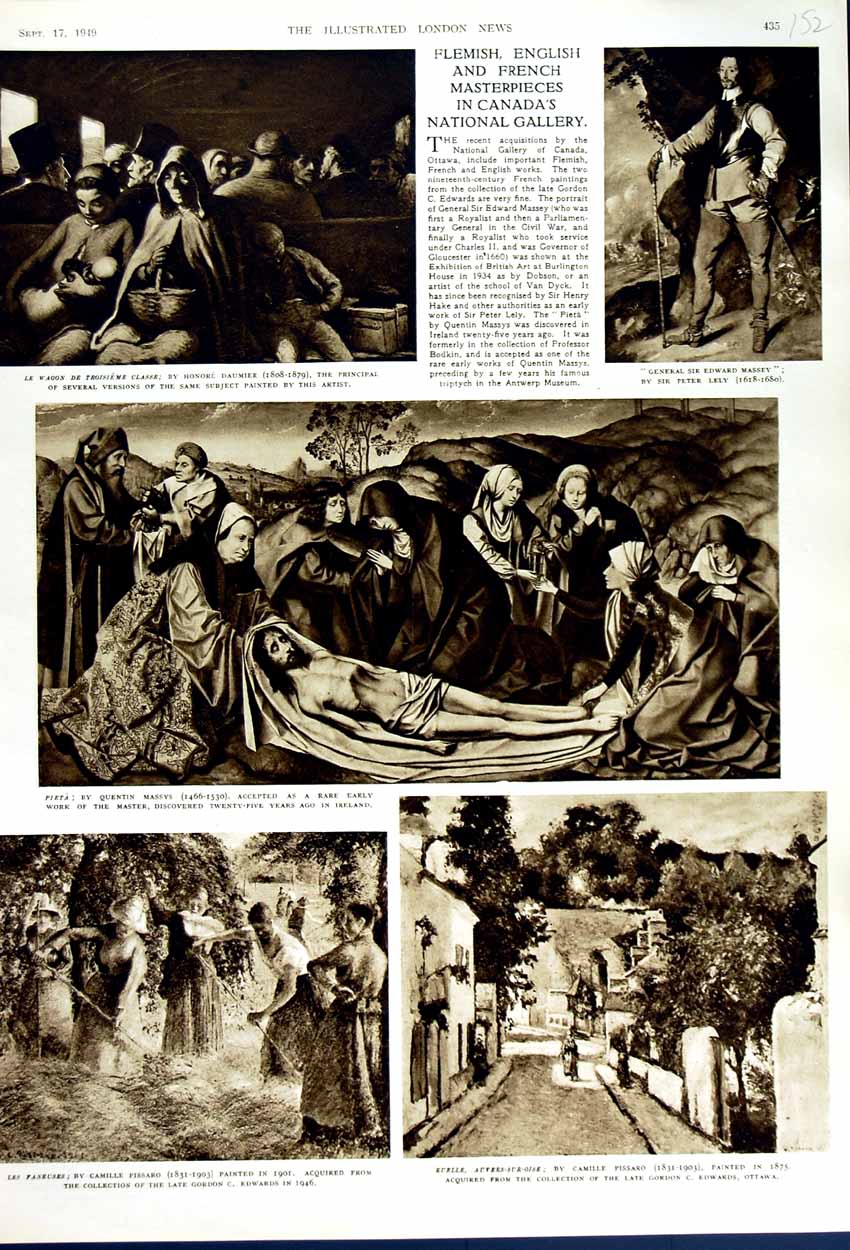 Old Vintage Print 1949 Canada National Art Gallery Pissaro Massys Massey 20th