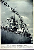 Original Old Vintage Print 1949 American Warship Admiral Colony Ship Columbus
