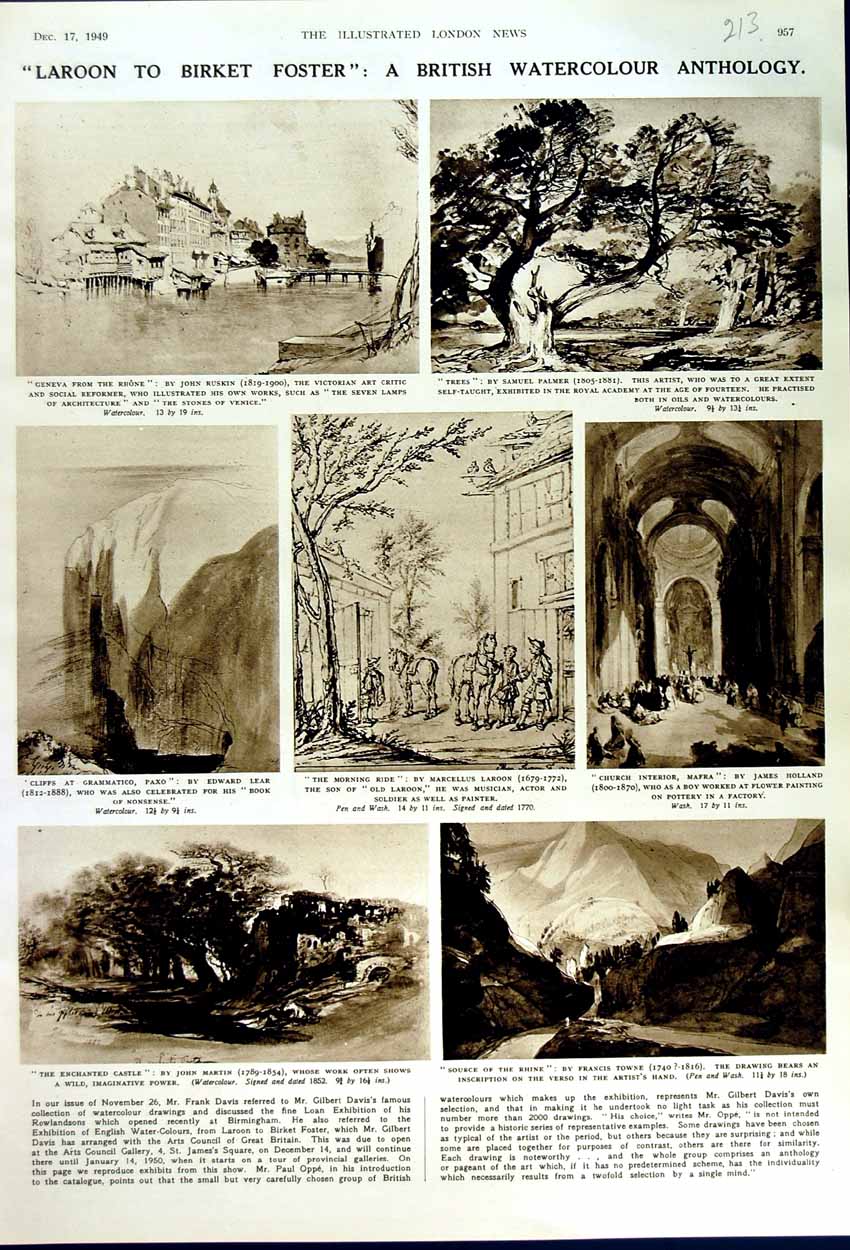 Original Old Vintage Print 1949 Enchanted Castle Watercolour Art Towne Geneva