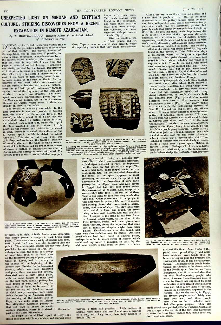 Original Old Vintage Print 1949 Science Louisiana Aircraft Archaeology Aegean