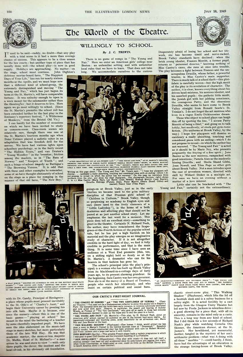 Old Vintage Print 1949 Constable Art Brighton Martin'S Theatre Playhouse 20th