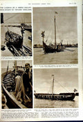 Old Vintage Print 1949 Wimbledon Sport Tennis Viking Ship Huginn Hedtoft 20th