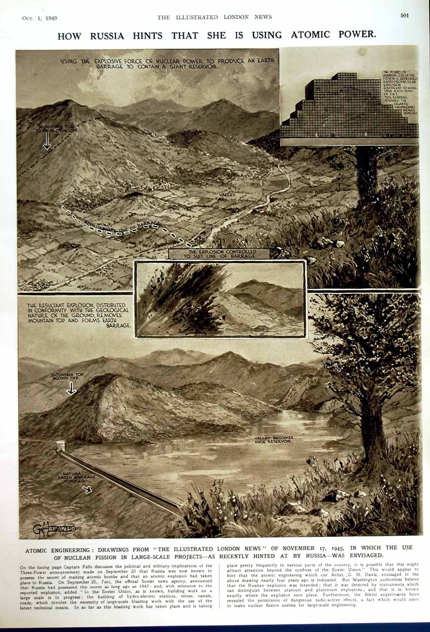 Original Old Vintage Print 1949 Mortar Gun War Weapons Russia Atomic Power