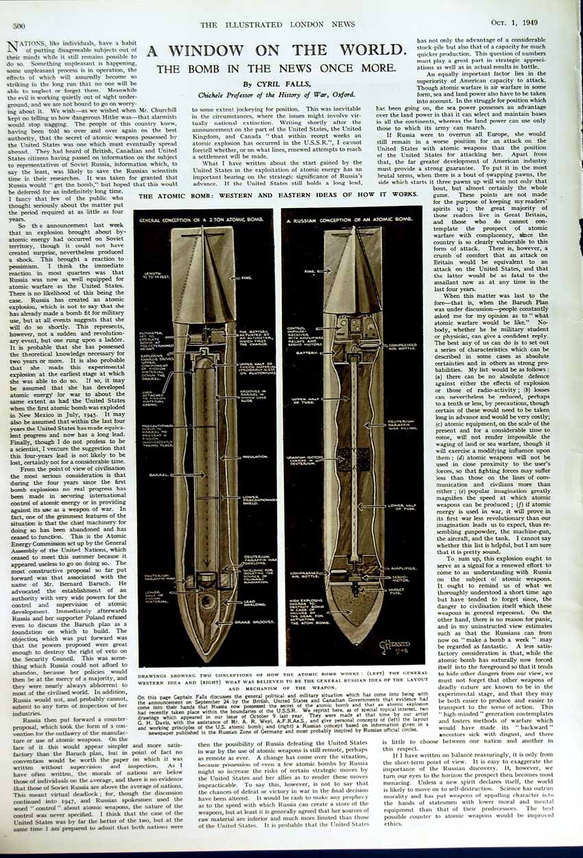 Old Vintage Print 1949 Air Battles War R.A.F Atomic Bombs Russia Diagram 20th
