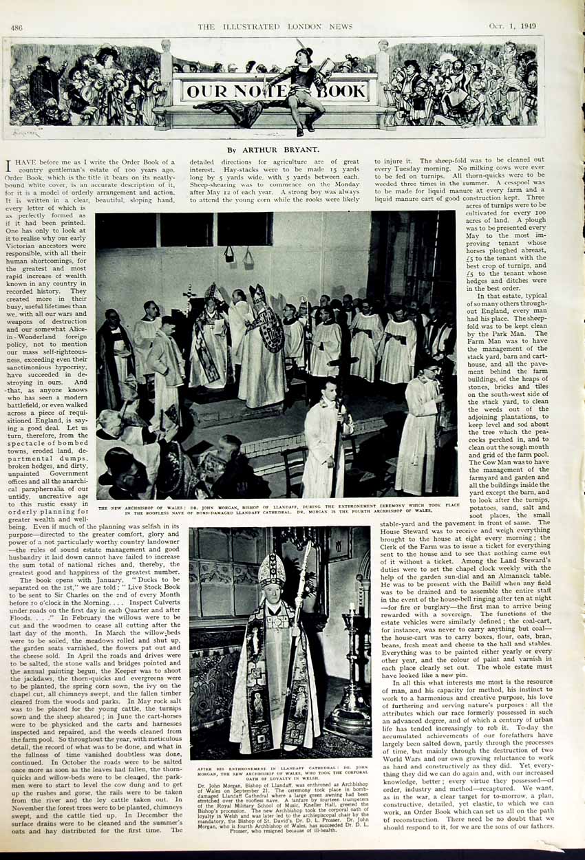 Antique Old Print 1949 U.N Flushing Meadow America John Morgan Archbishop 20th