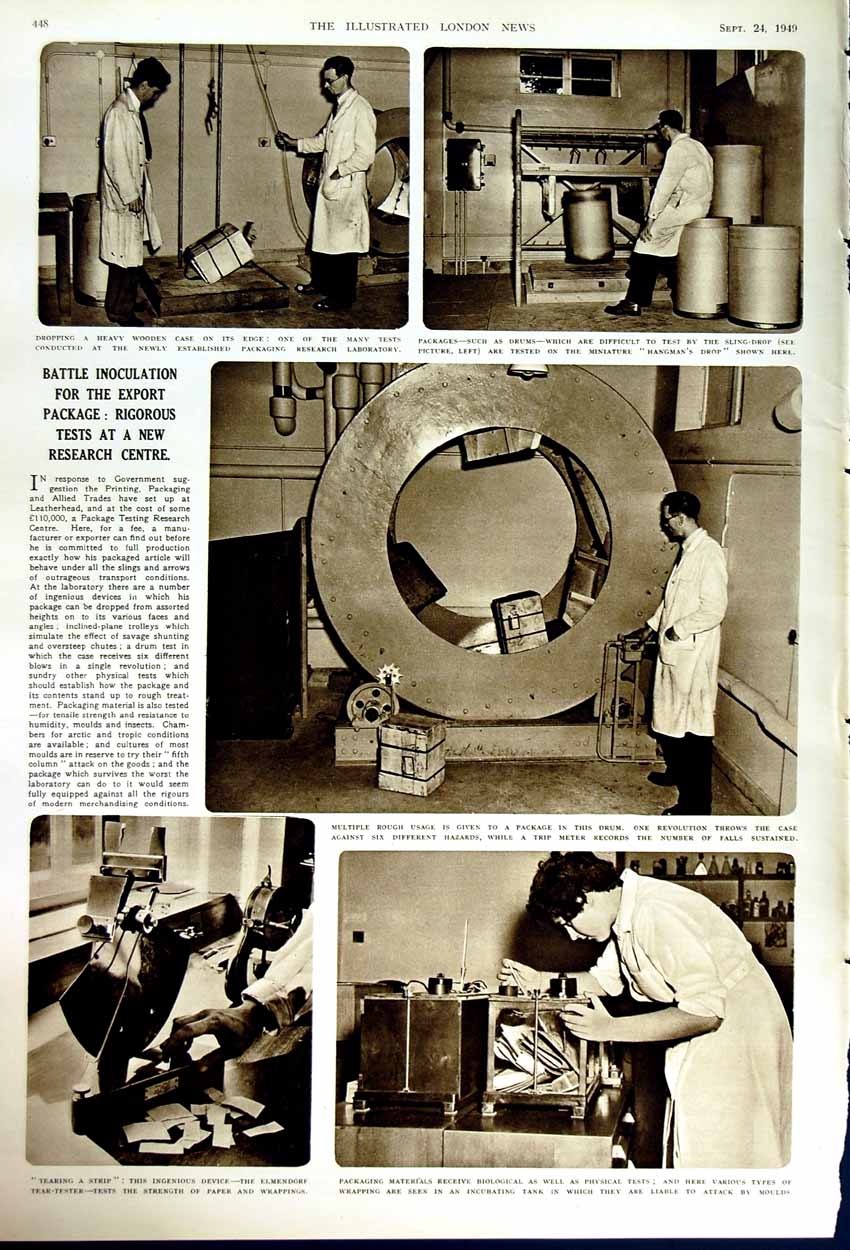 Antique Old Print 1949 Washington Snyder Bevin Cripps Package Test Centre 20th