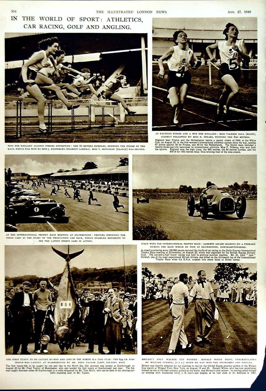Old Vintage Print 1949 Princess Margaret Balmoral Sport Ball Silverstone 20th