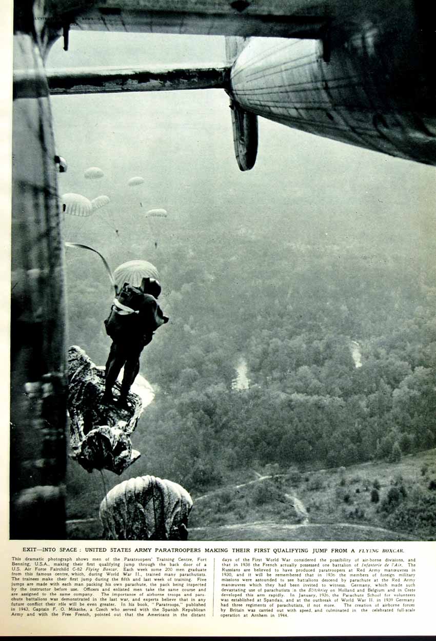 Original Old Vintage Print 1949 Ship Aquitania Princess Elizabeth Paratroopers