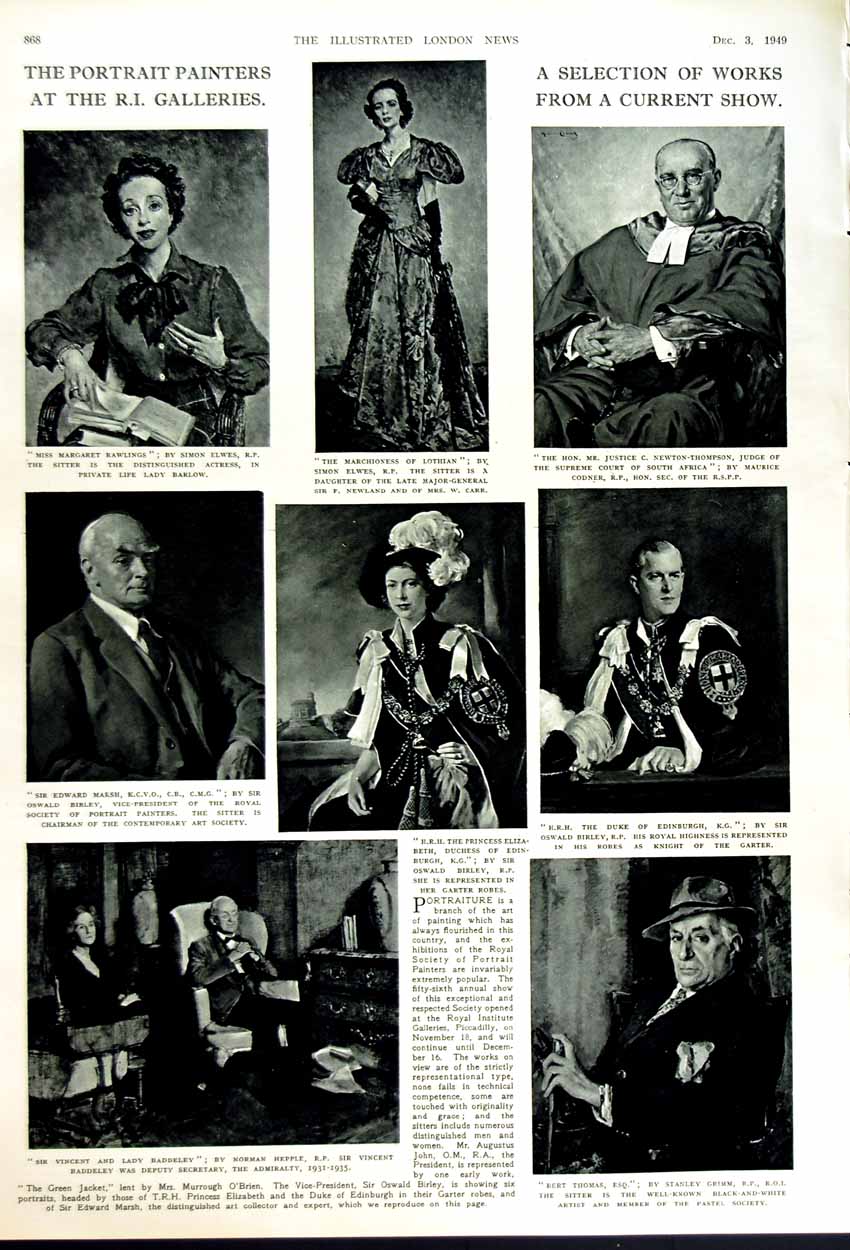 Old Vintage Print 1949 Fox Badger Oxford R.I Art Gallery Marsh Duchess 20th